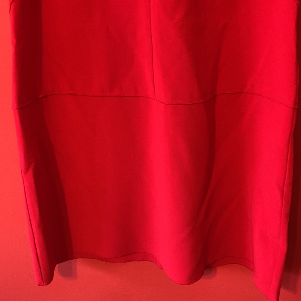Loft Red Shift Dress with Decorative Seams - Picture 8 of 10